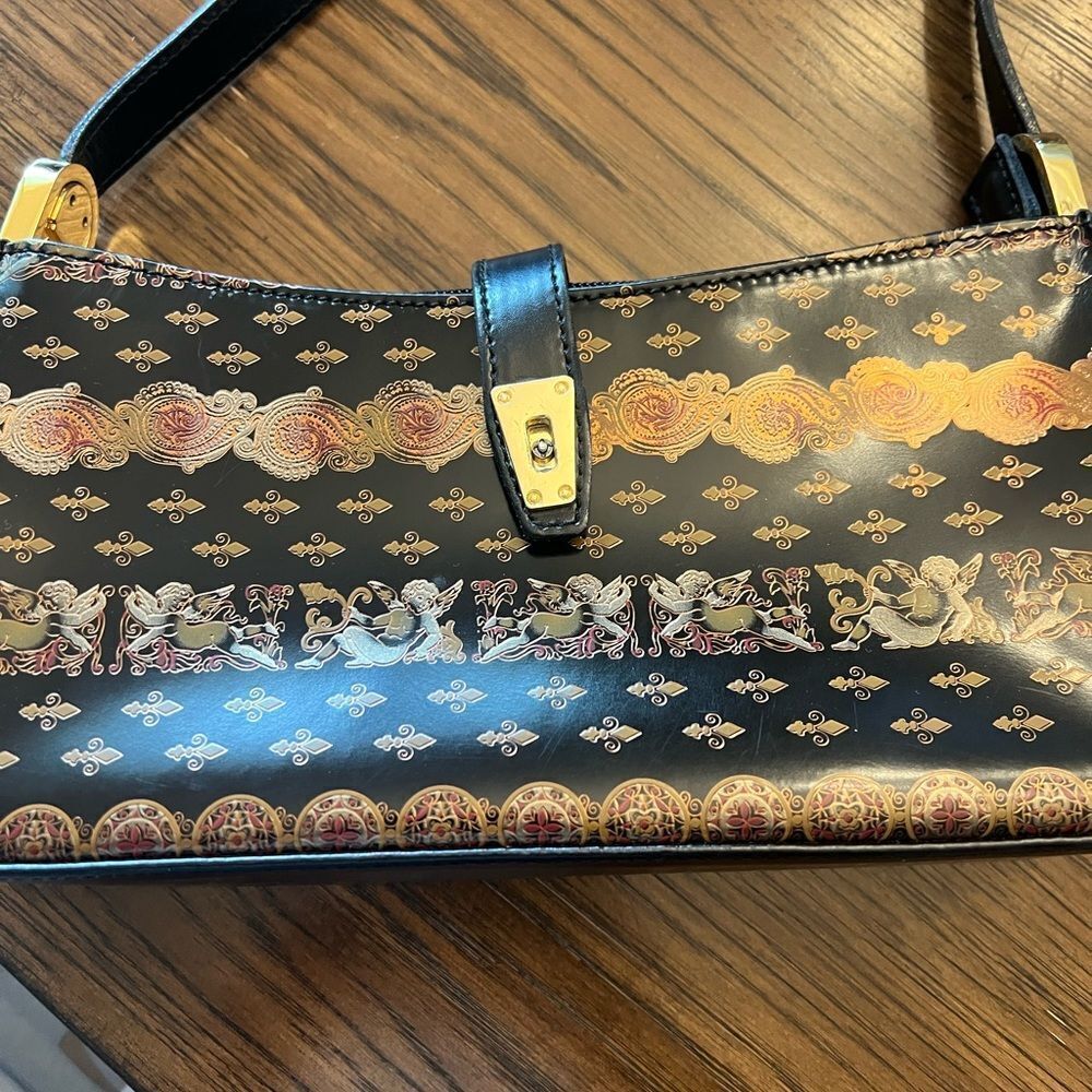 Vintage I Ponti Firenze Black and Gold Women's Bag.